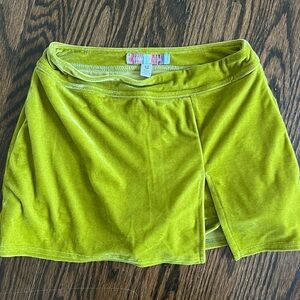 green velvet mini skort